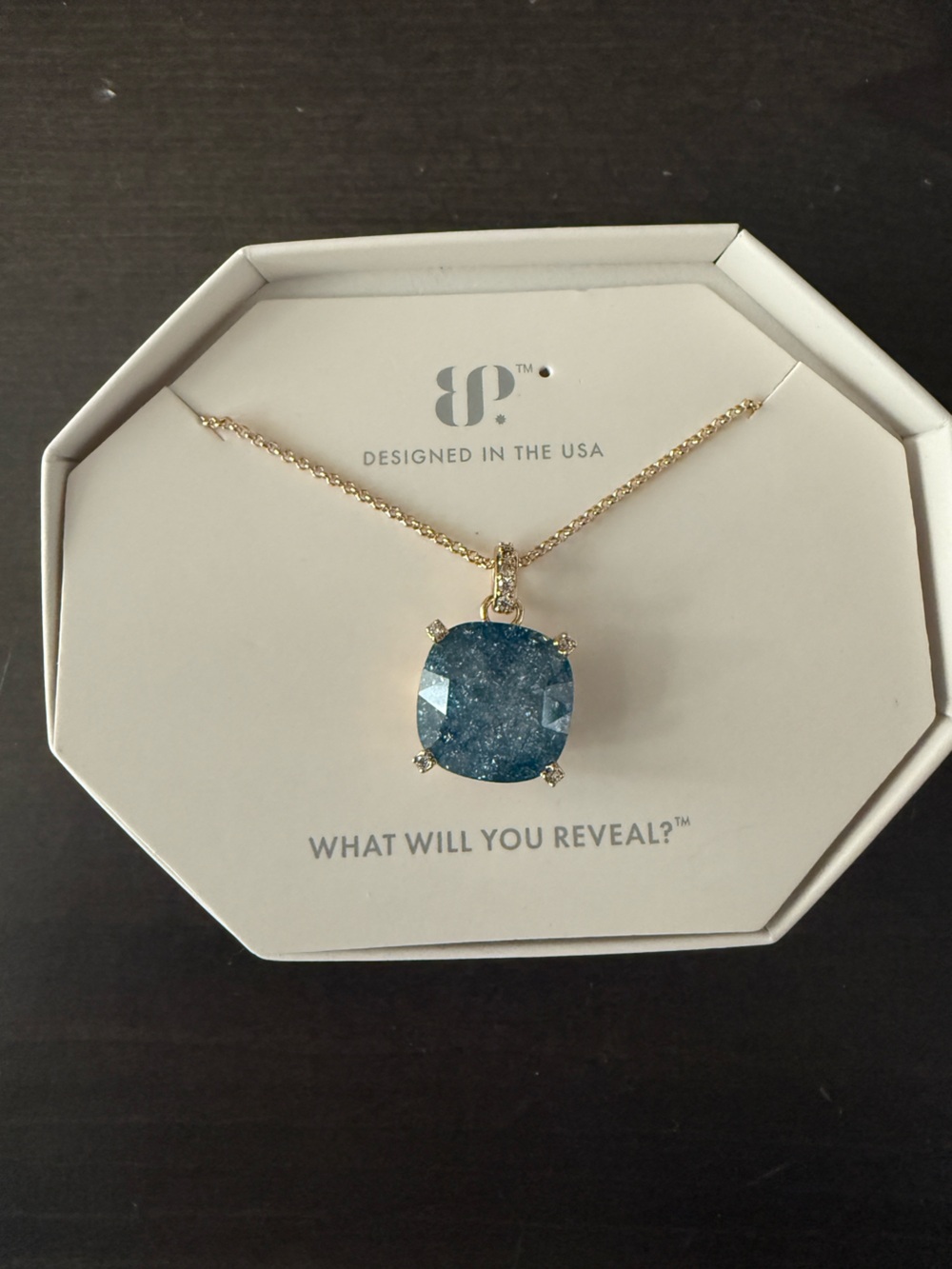 Bomb Party Silver Lining of You Lab Created Ice Sapphire Necklace Gold Plating